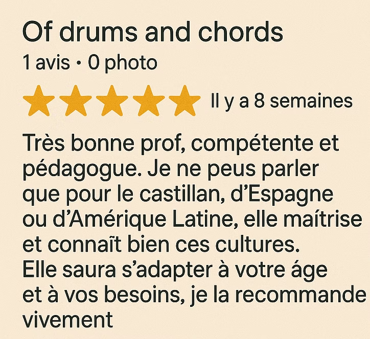 Avis 5 étoiles – cours d'espagnol à l'École Blabla Latina